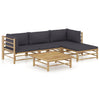 5-Delige Loungeset Met Witte Kussens Bamboe