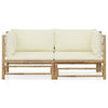 2-Delige Loungeset Met Kussens Bamboe Wit
