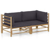 2-Delige Loungeset Met Kussens Bamboe Wit