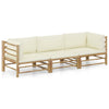 3-Delige Loungeset Met Witte Kussens Bamboe