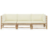 3-Delige Loungeset Met Witte Kussens Bamboe