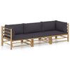 3-Delige Loungeset Met Witte Kussens Bamboe