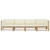 4-Delige Loungeset Met Witte Kussens Bamboe