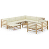 10-Delige Loungeset Met Witte Kussens Bamboe