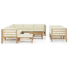 10-Delige Loungeset Met Witte Kussens Bamboe