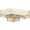 5-Delige Loungeset Met Witte Kussens Bamboe
