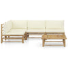 5-Delige Loungeset Met Witte Kussens Bamboe