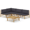 5-Delige Loungeset Met Witte Kussens Bamboe