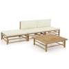 4-Delige Loungeset Met Witte Kussens Bamboe