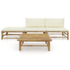 4-Delige Loungeset Met Witte Kussens Bamboe