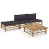 4-Delige Loungeset Met Witte Kussens Bamboe