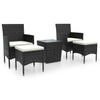 5-Delige Bistroset Poly Rattan En Gehard Glas