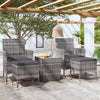5-Delige Bistroset Poly Rattan En Gehard Glas