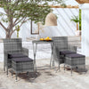 5-Delige Bistroset Poly Rattan En Gehard Glas