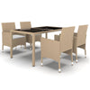 5-Delige Tuinset Poly Rattan En Gehard Glas