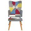 Schommelstoel Met Voetenbank Patchwork Stof