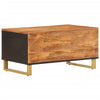 Salontafel 80X50X40 Cm Massief Mangohout Bruin En Zwart Zwart