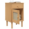Nachtkastje Senja Rattan-Look 40X35X65 Cm Grenenhout