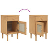 Nachtkastje Senja Rattan-Look 40X35X65 Cm Grenenhout