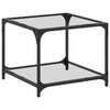 Salontafels 2 St Met Zwart Glazen Blad Staal