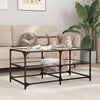 Salontafel Met Zwart Glazen Blad 98,5X50X45 Cm Staal