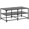 Salontafel Met Zwart Glazen Blad 98,5X50X45 Cm Staal