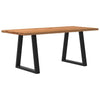 Eettafel Rechthoekig 180X100X74 Cm Massief Eikenhout Lichtbruin Zwart