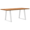 Eettafel Rechthoekig 200X80X74 Cm Massief Eikenhout Lichtbruin Wit