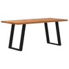 Eettafel Rechthoekig 180X100X74 Cm Massief Eikenhout Lichtbruin Zwart