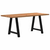 Eettafel Rechthoekig 240X90X74 Cm Massief Eikenhout Lichtbruin Zwart