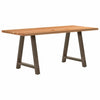 Eettafel Rechthoekig 220X120X74 Cm Massief Eikenhout Lichtbruin Natuurlijk Staal