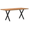 Eettafel Rechthoekig 200X100X74 Cm Massief Eikenhout Lichtbruin Zwart