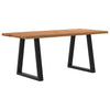 Eettafel Met Natuurlijke Rand 200X100X74 Cm Massief Eikenhout Zwart