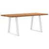 Eettafel Met Natuurlijke Rand 220X100X74 Cm Massief Eikenhout Wit