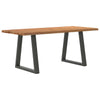 Eettafel Met Natuurlijke Rand 240X80X74 Cm Massief Eikenhout Antraciet