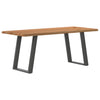 Eettafel Met Natuurlijke Rand 220X80X74 Cm Massief Eikenhout Antraciet