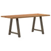 Eettafel Met Natuurlijke Rand Massief Eikenhout Rechthoekig Natuurlijk Staal
