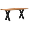 Eettafel Met Natuurlijke Rand Massief Eikenhout Rechthoekig Zwart
