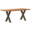 Eettafel Met Natuurlijke Rand Massief Eikenhout Rechthoekig Natuurlijk Staal