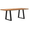 Eettafel Rechthoekig 180X100X74 Cm Massief Eikenhout Lichtbruin Zwart