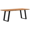 Eettafel Rechthoekig 180X100X74 Cm Massief Eikenhout Lichtbruin Zwart