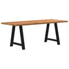 Eettafel Rechthoekig 240X90X74 Cm Massief Eikenhout Lichtbruin Zwart