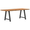 Eettafel Rechthoekig 220X100X74 Cm Massief Eikenhout Lichtbruin Antraciet