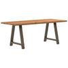 Eettafel Rechthoekig 220X120X74 Cm Massief Eikenhout Lichtbruin Natuurlijk Staal