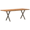Eettafel Rechthoekig 200X80X74 Cm Massief Eikenhout Lichtbruin Natuurlijk Staal