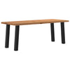 Eettafel Met Natuurlijke Rand Massief Eikenhout Rechthoekig Zwart