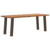Eettafel Met Natuurlijke Rand 220X100X74 Cm Massief Eikenhout Natuurlijk Staal