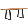Eettafel Met Natuurlijke Rand 200X100X74 Cm Massief Eikenhout Zwart