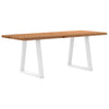 Eettafel Met Natuurlijke Rand 220X100X74 Cm Massief Eikenhout Wit