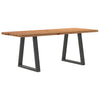 Eettafel Met Natuurlijke Rand 240X80X74 Cm Massief Eikenhout Antraciet